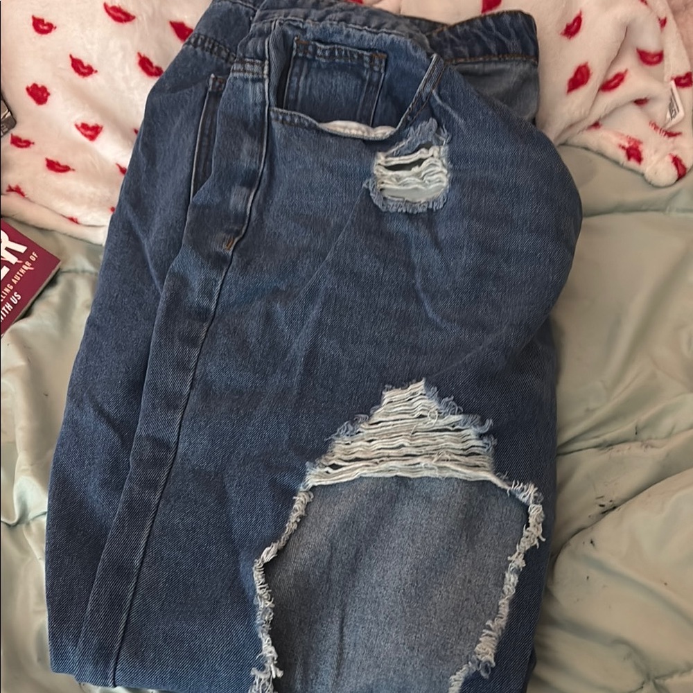 Plus size Distressed Blue Jeans